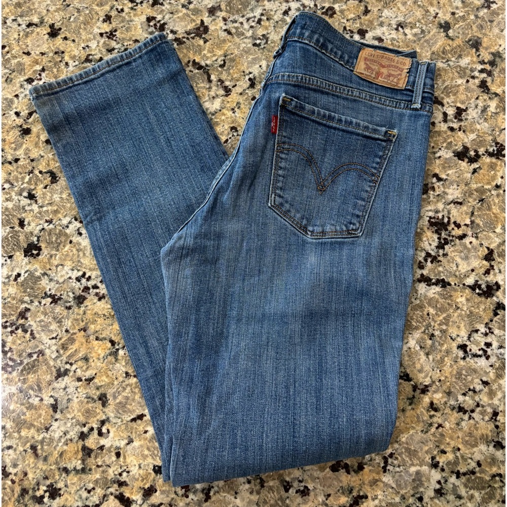 Levi's 505 Red Tab Straight Leg Jeans 6 Short Blue Denim Cotton/Elastane